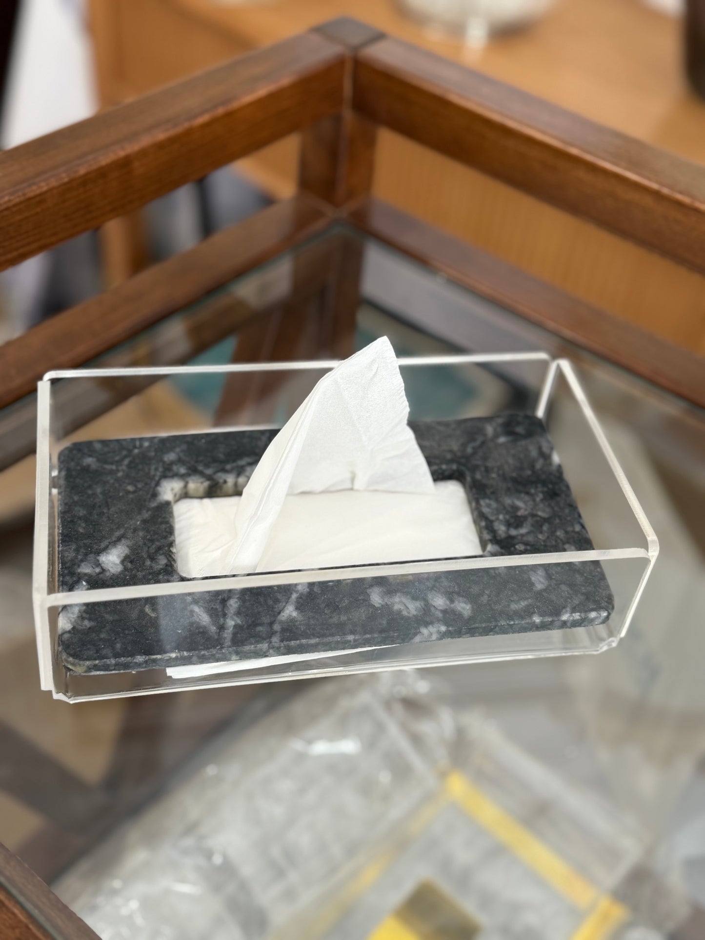 Tissue box marble cover