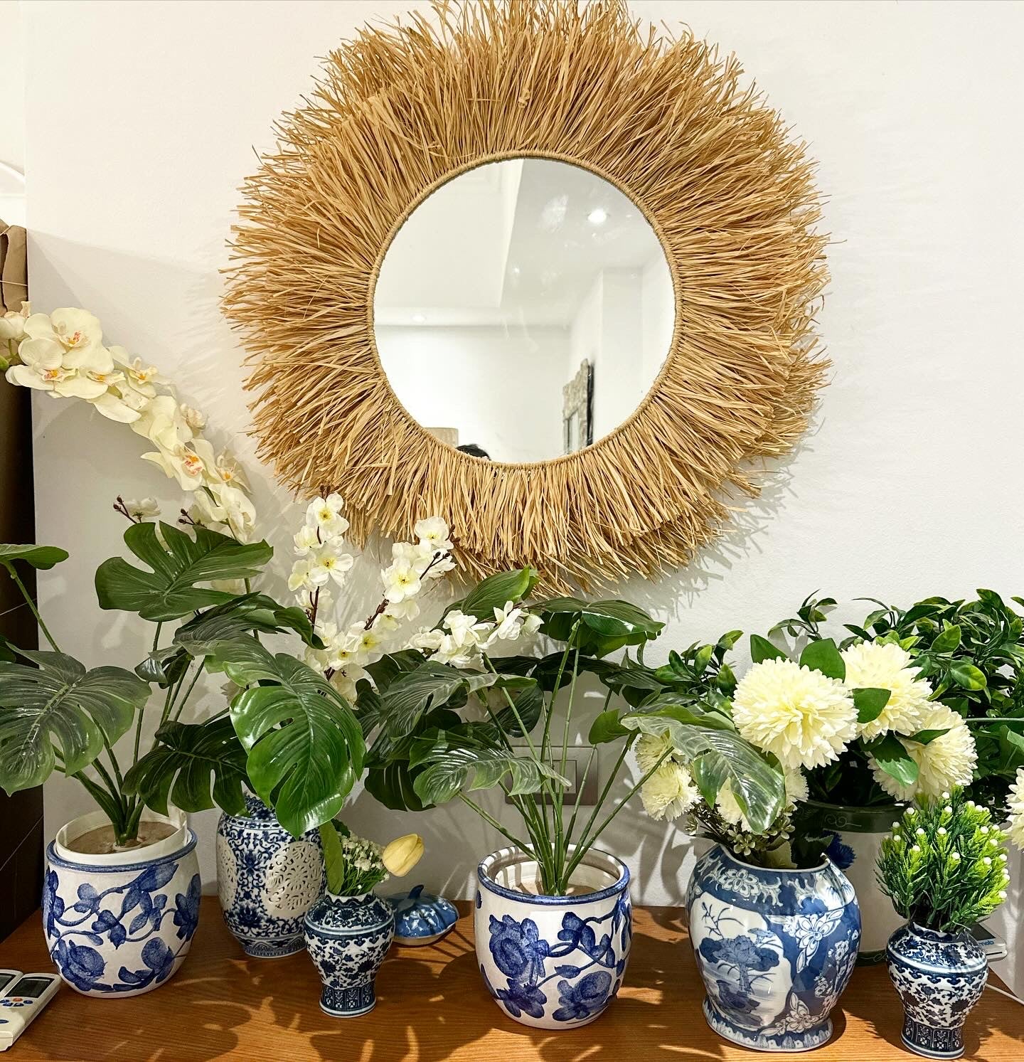 Raffia double mirror