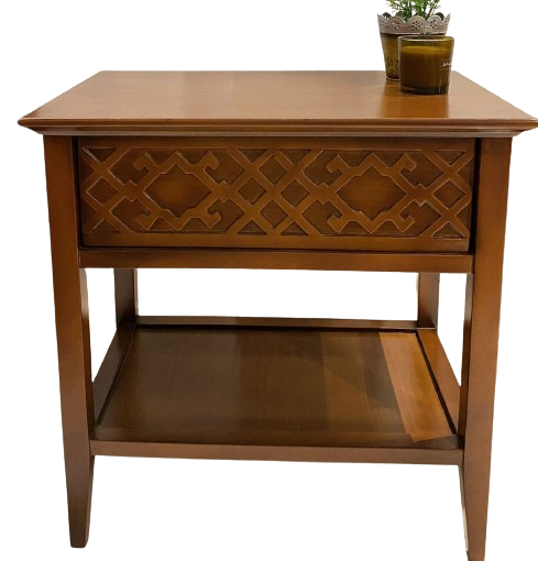 Engraved side tables