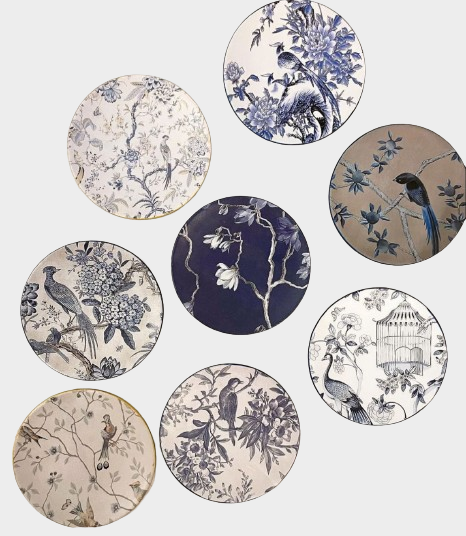 Blue birds wall decorative plates