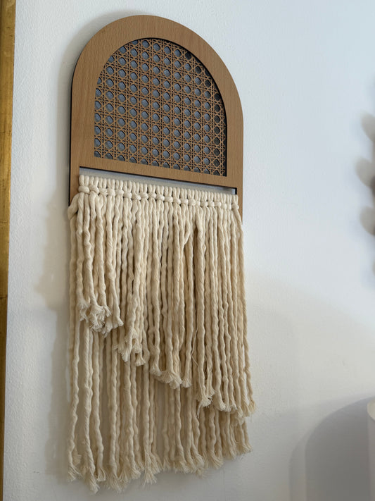 Wood x macrame decorative piece
