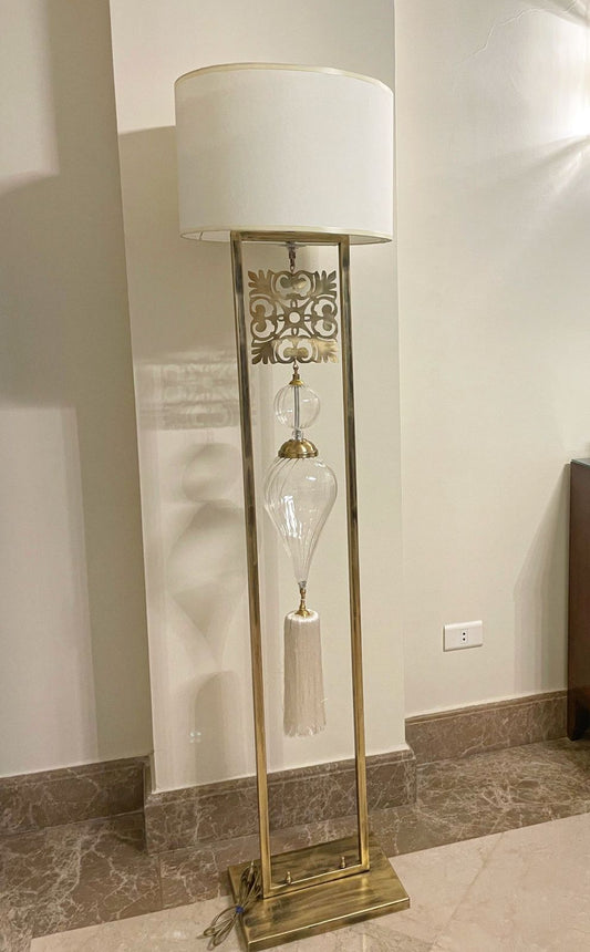 Ethnic square floor Lamp with shade