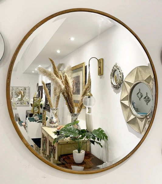 Round wooden mirror