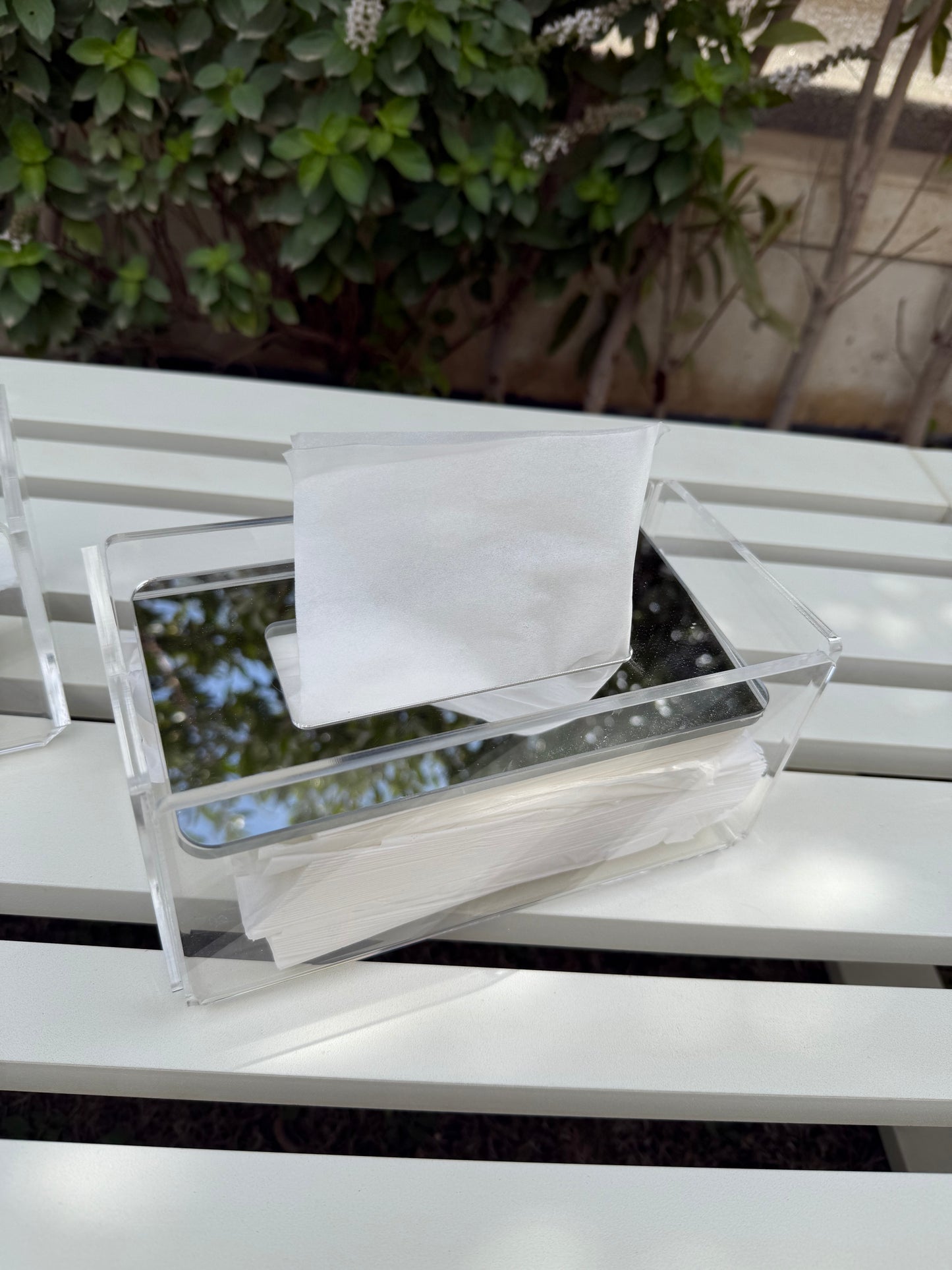 Metallic silver tissue box