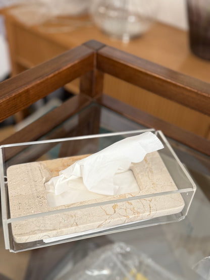 Tissue box marble cover