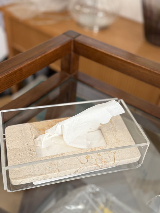 Tissue box marble cover