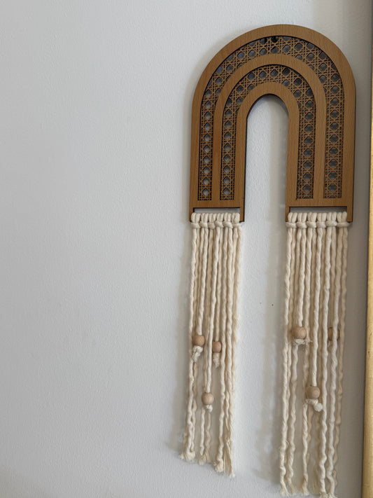 Wood x macrame decorative piece