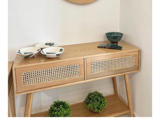Cane x wood console