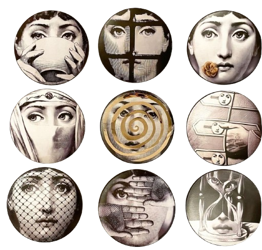 Fornasetti inspired wall decorative plates