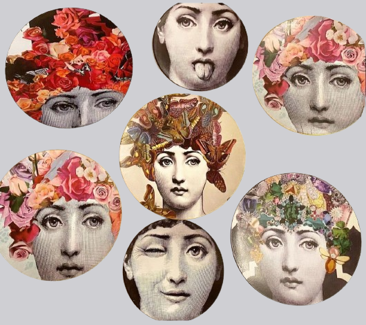 Fornasetti inspired wall decorative plates