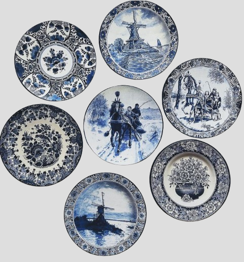 Bleu blanc wall decorative plates